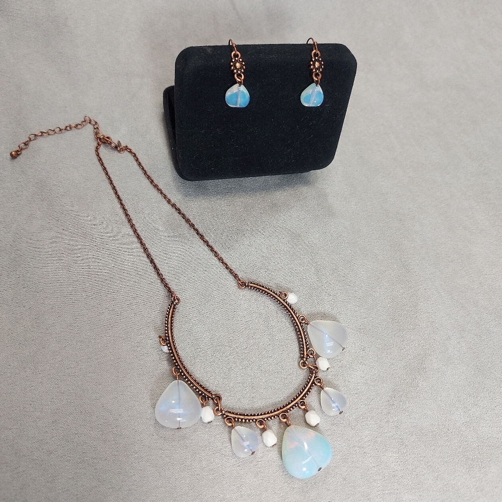 SAQ copper opalite necklace and earrings set